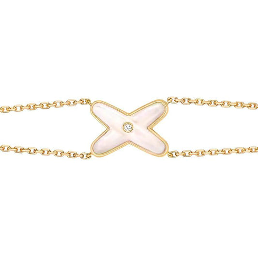 [AuraEcho Jewelry]JEUX BRACELET WHITE MOP GOLD 1 DIAMOND