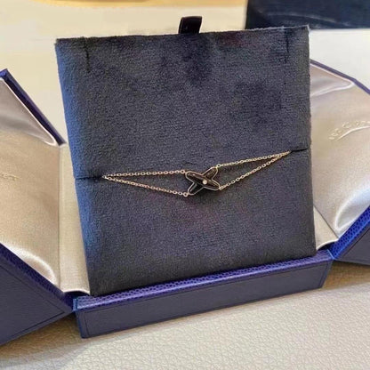 [AuraEcho Jewelry]JEUX BRACELET ONYX PINK GOLD 1 DIAMOND