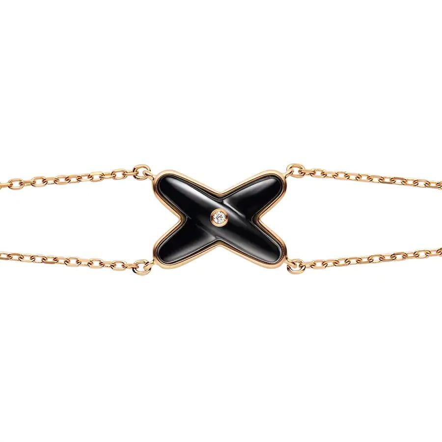 [AuraEcho Jewelry]JEUX BRACELET ONYX PINK GOLD 1 DIAMOND