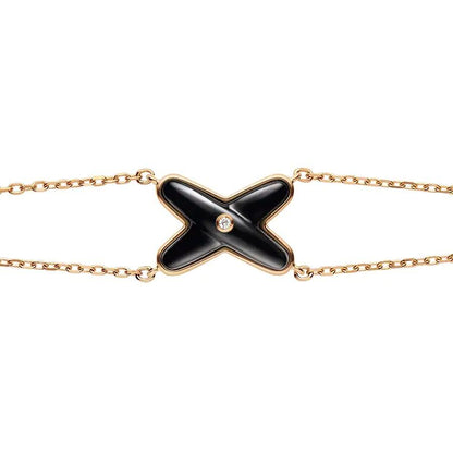 [AuraEcho Jewelry]JEUX BRACELET ONYX PINK GOLD 1 DIAMOND