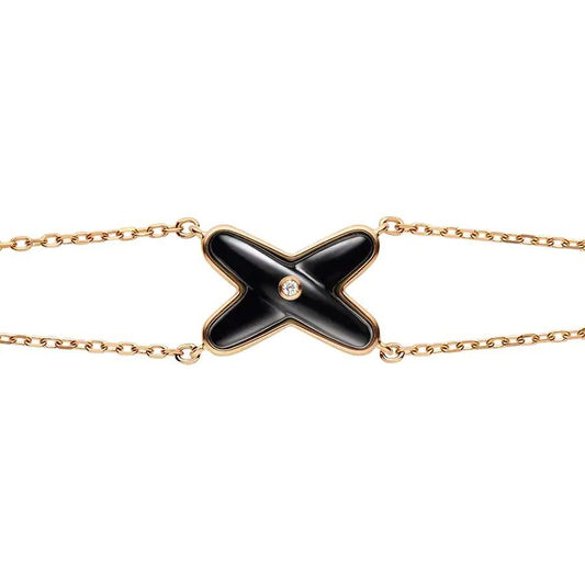 [AuraEcho Jewelry]JEUX BRACELET ONYX PINK GOLD 1 DIAMOND