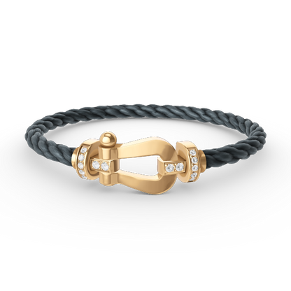 [AuraEcho Jewelry]FORCE LARGE HORSESHOE HALF DIAMOND BRACELET GOLD