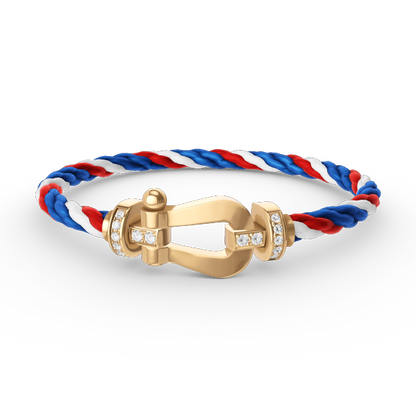[AuraEcho Jewelry]FORCE LARGE HORSESHOE HALF DIAMOND BRACELET GOLD