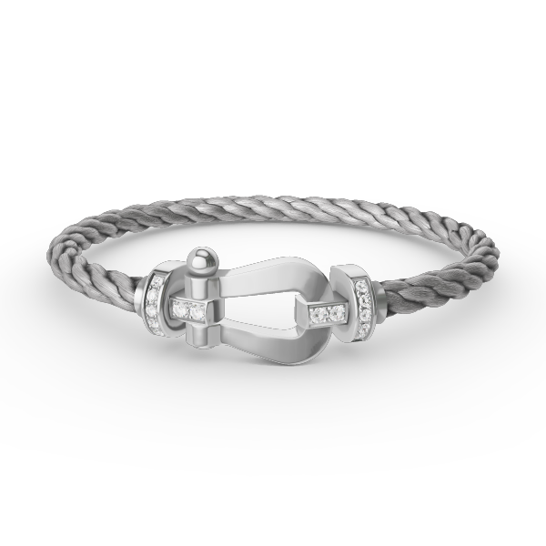 [AuraEcho Jewelry]FORCE LARGE HORSESHOE HALF DIAMOND BRACELET SILVER