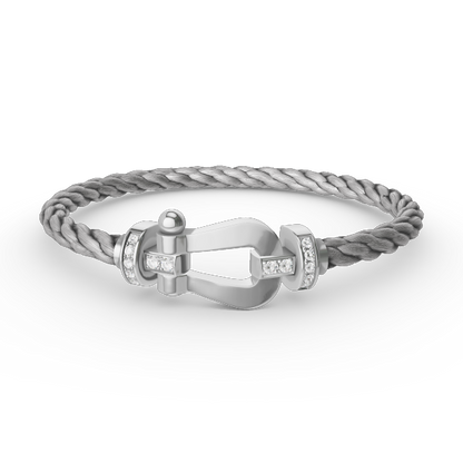 [AuraEcho Jewelry]FORCE LARGE HORSESHOE HALF DIAMOND BRACELET SILVER