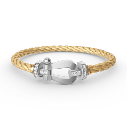 [AuraEcho Jewelry]FORCE LARGE HORSESHOE HALF DIAMOND BRACELET SILVER