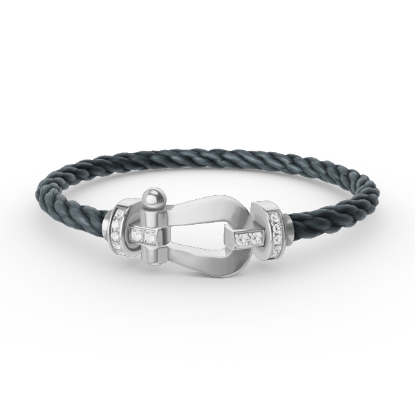 [AuraEcho Jewelry]FORCE LARGE HORSESHOE HALF DIAMOND BRACELET SILVER