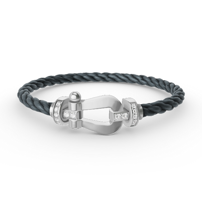[AuraEcho Jewelry]FORCE LARGE HORSESHOE HALF DIAMOND BRACELET SILVER