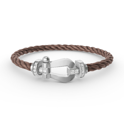 [AuraEcho Jewelry]FORCE LARGE HORSESHOE HALF DIAMOND BRACELET SILVER