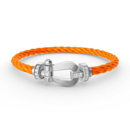 [AuraEcho Jewelry]FORCE LARGE HORSESHOE HALF DIAMOND BRACELET SILVER