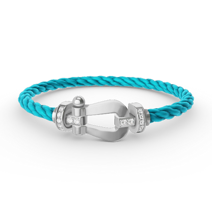 [AuraEcho Jewelry]FORCE LARGE HORSESHOE HALF DIAMOND BRACELET SILVER