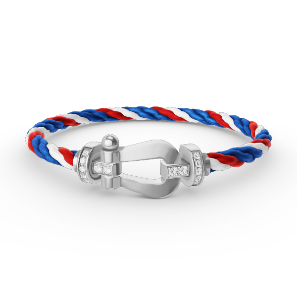 [AuraEcho Jewelry]FORCE LARGE HORSESHOE HALF DIAMOND BRACELET SILVER