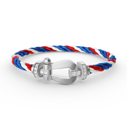 [AuraEcho Jewelry]FORCE LARGE HORSESHOE HALF DIAMOND BRACELET SILVER