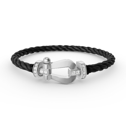 [AuraEcho Jewelry]FORCE LARGE HORSESHOE HALF DIAMOND BRACELET SILVER