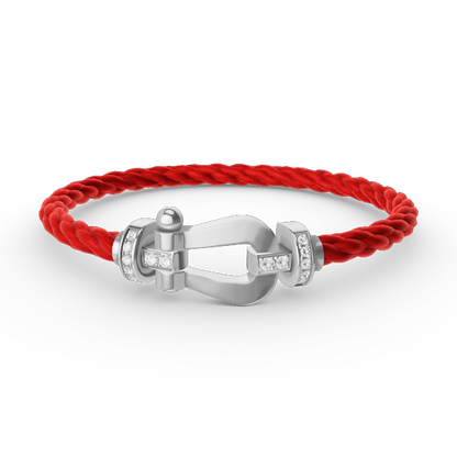 [AuraEcho Jewelry]FORCE LARGE HORSESHOE HALF DIAMOND BRACELET SILVER