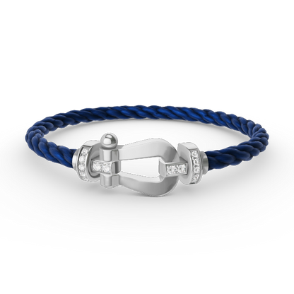 [AuraEcho Jewelry]FORCE LARGE HORSESHOE HALF DIAMOND BRACELET SILVER