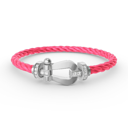 [AuraEcho Jewelry]FORCE LARGE HORSESHOE HALF DIAMOND BRACELET SILVER