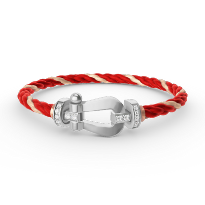 [AuraEcho Jewelry]FORCE LARGE HORSESHOE HALF DIAMOND BRACELET SILVER