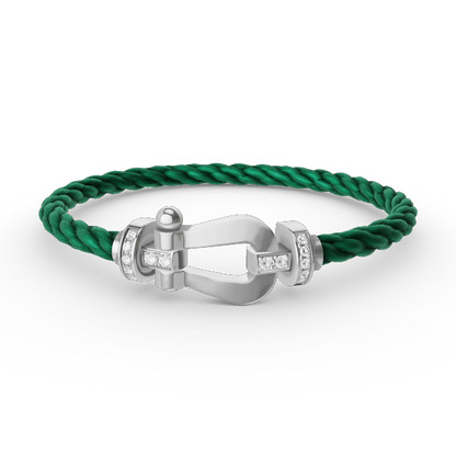 [AuraEcho Jewelry]FORCE LARGE HORSESHOE HALF DIAMOND BRACELET SILVER