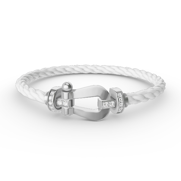 [AuraEcho Jewelry]FORCE LARGE HORSESHOE HALF DIAMOND BRACELET SILVER